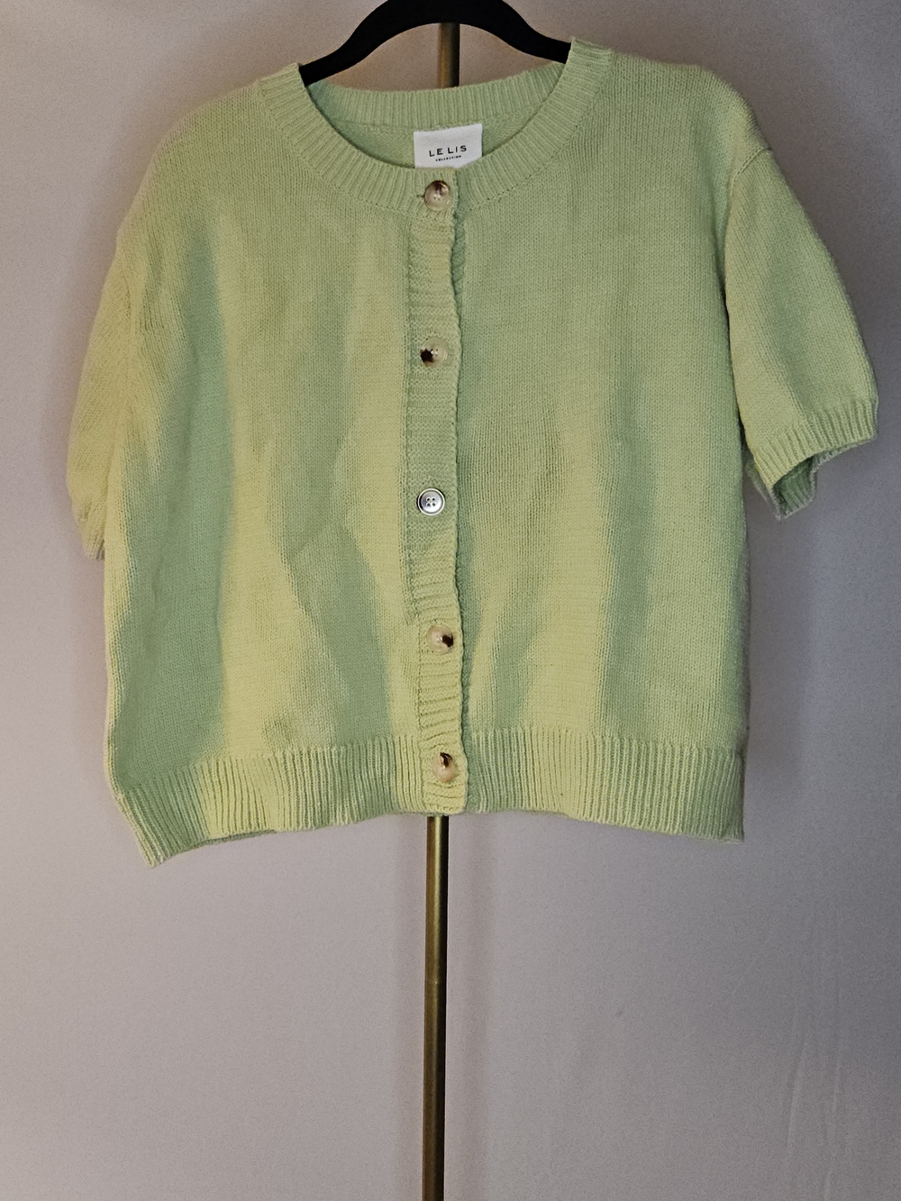 Le Lis Short Sleeve Button Front Knit Cardigan XS